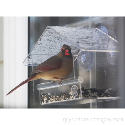 Window Bird Feeder by Yellow Beaks - High-Quality Clear Acrylic Bird Feeder with Strong All-Weather Suction Cups